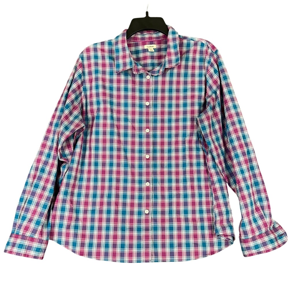LL BEAN Classic Plaid Shirt XL Plaid Outdoor Trail Preppy Old Money Chore Garden